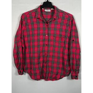 FORELLI Red Plaid Long sleeve Sportwear 26/28 Cotton/Rayon Chest 44" Length 27"‎